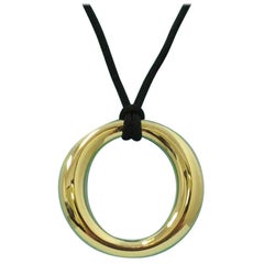 TIFFANY & Co. Elsa Peretti 18K Gold 35mm Sevillana Pendant Necklace Large Size