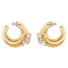 1.4 Carat SI Clarity HI Color Diamond Hoop Earrings 14 Karat Yellow Gold Jewelry