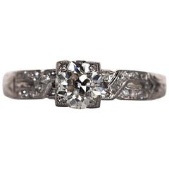 1920s Art Deco GIA Certified .83 Carat Diamond Platinum Engagement Ring