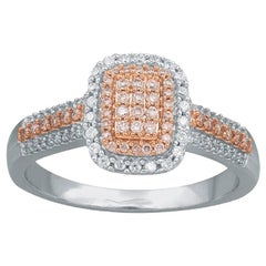 TJD 0.33 Ct Nat Pink Rosé & White Diamond 14 Karat Two-Tone Gold Engagement Ring