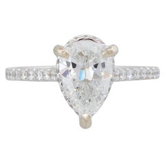 GIA 2.13 carat Pear Shape Diamond Engagement Ring 18 Karat In Stock