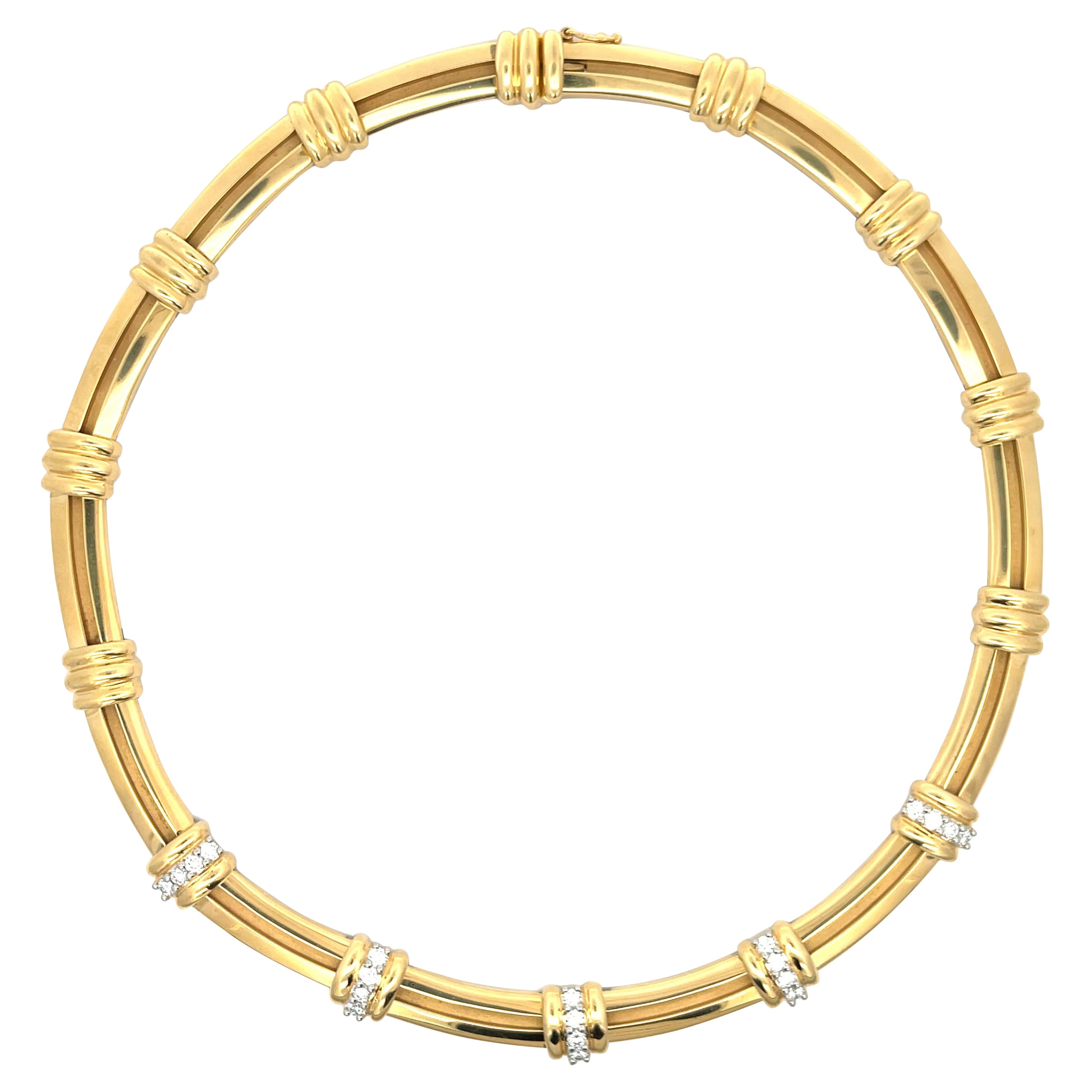 Estate Tiffany & Co. 1.90ctw Diamond Station Necklace 18K Yellow Gold For Sale