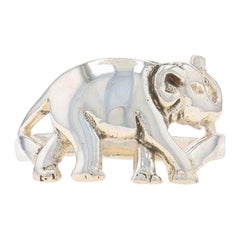 Sterling Silver Elephant Statement Ring - 925 Walking Pachyderm