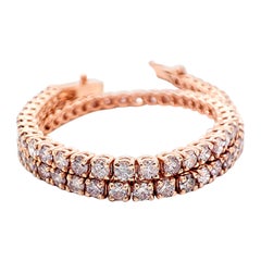  Bracelet en or 14 carats avec diamants roses fantaisie ronds naturels de 3,45 carats, sans réserve IGI