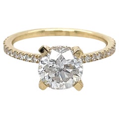 Anillo de compromiso clásico, anillo de diamantes de 1,9 ct, oro amarillo de 14 quilates, certificado GWLAB