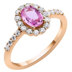 Pink Sapphire Diamond Halo 1.44ct Ring