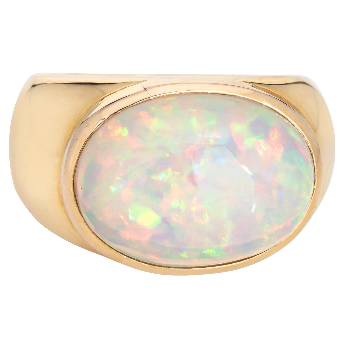 10ct Ethiopian Opal Ring East West Signet Band Sz 9.5 Men's Fine Jewelry  For Sale