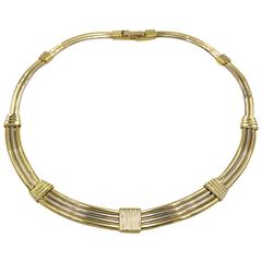 1980s Bold Two Color Gold Choker Necklace