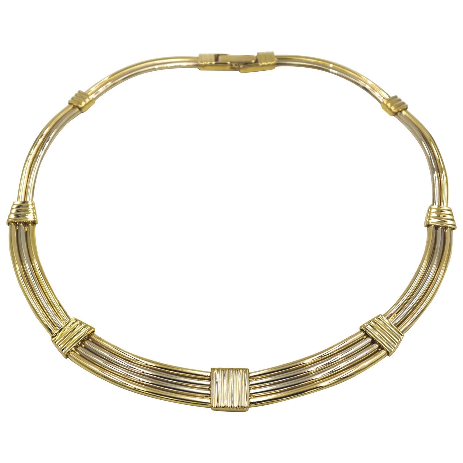 1980s Bold Two Color Gold Choker Necklace at 1stdibs