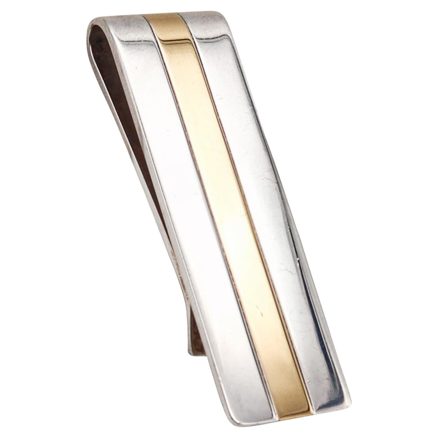 Tiffany & Co. Geometric Money Clip in Solid .925 Sterling Silver With 18Kt Gold For Sale