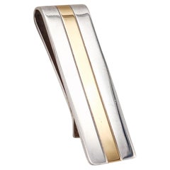 Retro Tiffany & Co. Geometric Money Clip in Solid .925 Sterling Silver With 18Kt Gold