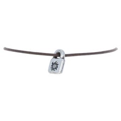Uno de 50 Lock Brown Cord Bracelet Sterling Silver 925 Padlock Adjustable Length