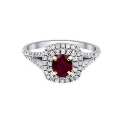 Ruby and Double 1.20ct Diamond Halo Ring