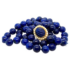 Collier noué en perles de Lapis-Lazuli sur mesure