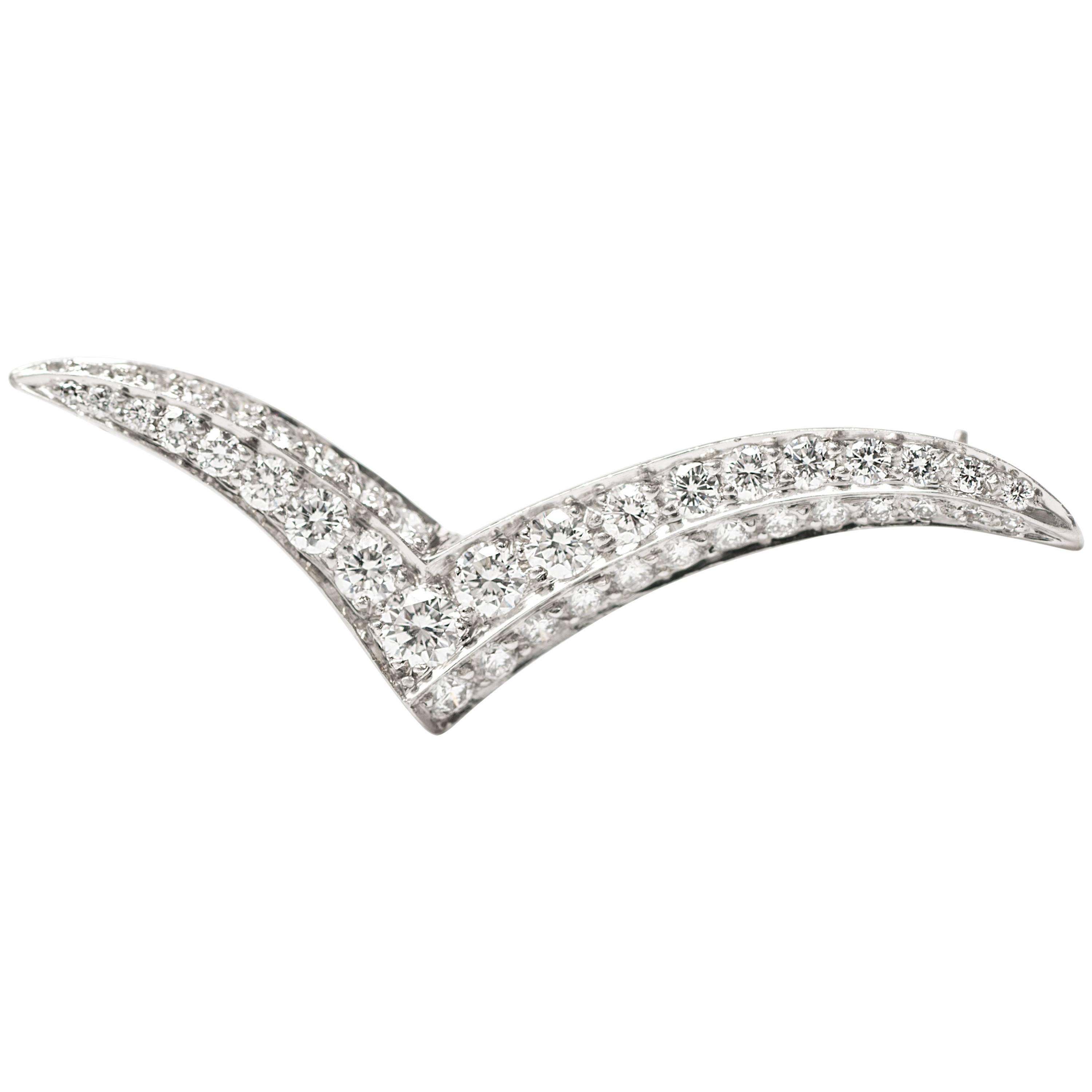 1980s Tiffany & Co. Diamond Platinum Seagull Pin