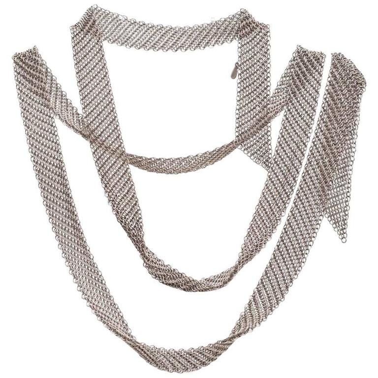 Silver mesh deals scarf necklace
