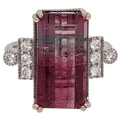 7.8ct Statement Tourmaline Ring w Earth Mined Diamonds in Solid 14K Gold EM 16x9