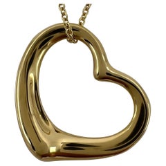 Tiffany & Co. Elsa Peretti 22 mm Großes offenes Herz 18k Gold Anhänger Halskette mit Anhänger
