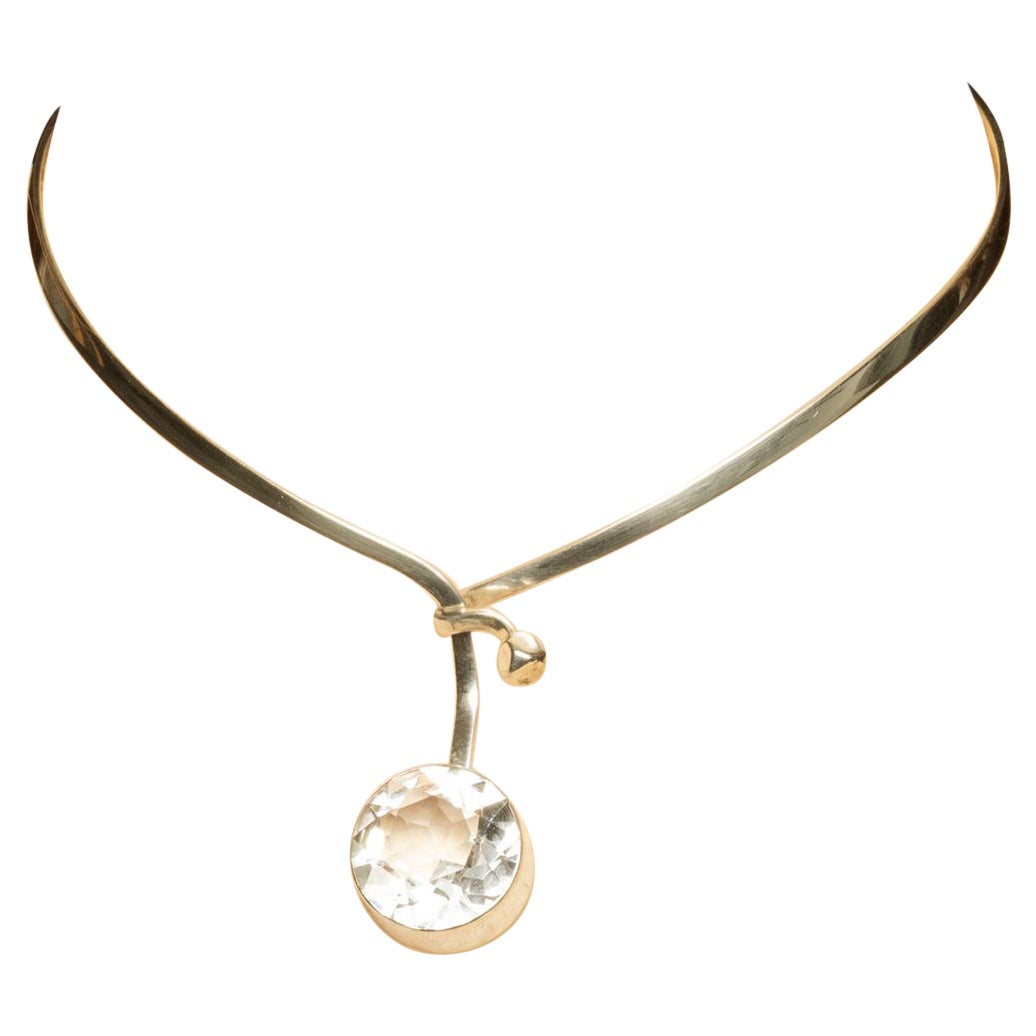 Vintage Halsring aus Silber und Bergkristall von Gert Thysell, hergestellt im Jahr 1970