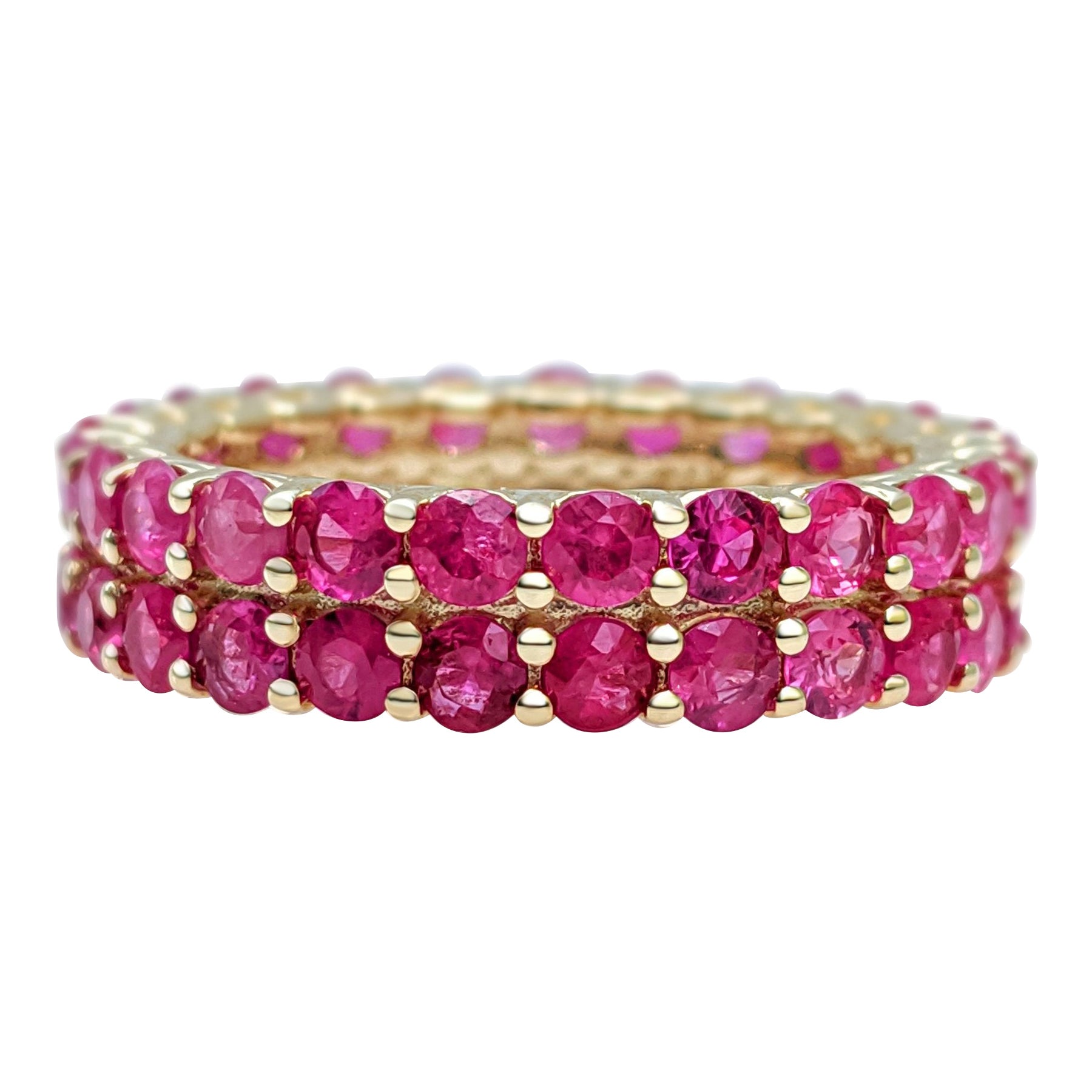 SIZE!!! NO RESERVE! 5.91 Carat Ruby Double Eternity Band - 14K Yellow Gold
