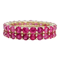 Used SIZE!!! NO RESERVE! 5.91 Carat Ruby Double Eternity Band - 14K Yellow Gold