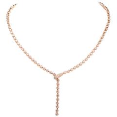 Retro Cartier France Perles De Diamants 4.72 Carats Diamonds Gold Necklace