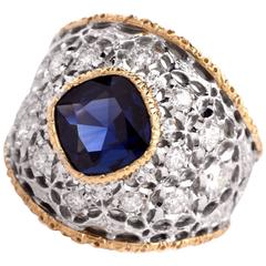 Buccellati Sapphire Diamond Gold Filigree Ring 5