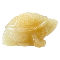 Tortuga de Jade Amarillo Dorado Natural de Myanmar Jadeíta Suelta, Símbolo de Longevidad