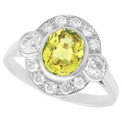 Antique 1.80Ct Sapphire and 0.88Ct Diamond, Platinum Ring Circa 1935