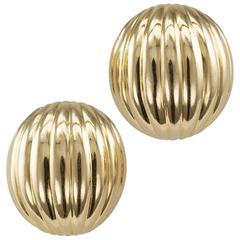 1970s Gold Fluted Domed Ear Clips