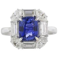 3.03 Carat No Heat Sapphire Diamond Gold Ring 1