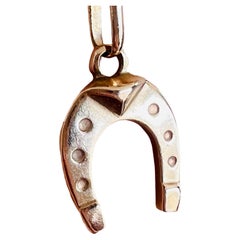 14k Roségold Hufeisen-Charm-Halskette mit Anhänger