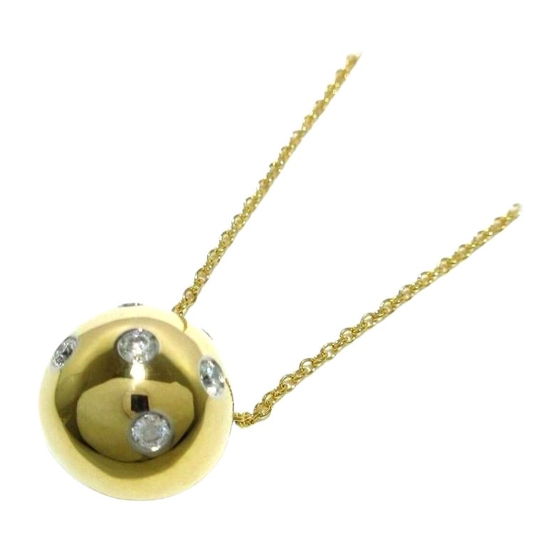 TIFFANY & Co. Etoile 18K Gold Diamond Ball Pendant Necklace