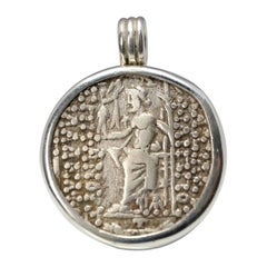 Antique Seleukid Empire - Zeus Seated, struck 80 BC Set in Sterling Silver