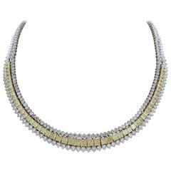 14.46 Carat Natural Canary Diamonds Gold Platinum Necklace