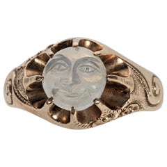 Rare Victorian Man in the Moon Ring, Heintz Bros.