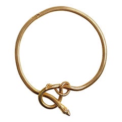 Brevettato Collier vintage en or jaune 18 carats avec serpent Tubogas