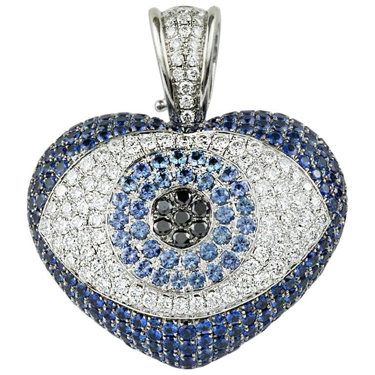 Theo Fennell Art Evil Eye Pendant in Blue Sapphire  and Diamond
