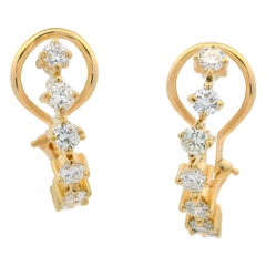 Classic 14k Gelbgold große 1,40ctw Runde Diamant Manschette gebogen zurück Ohrringe