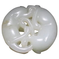 Antique White Jade Pair of Cats, Qing Dynasty