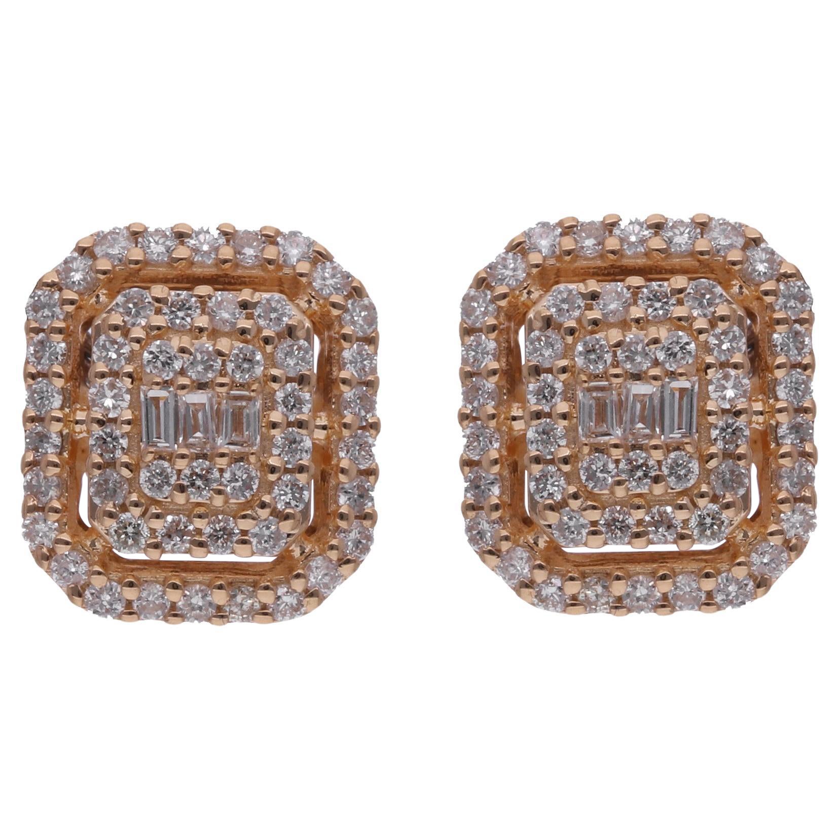10 Karat Yellow Gold Natural 0.36 Ct. Diamond Stud Earrings Handmade Jewelry
