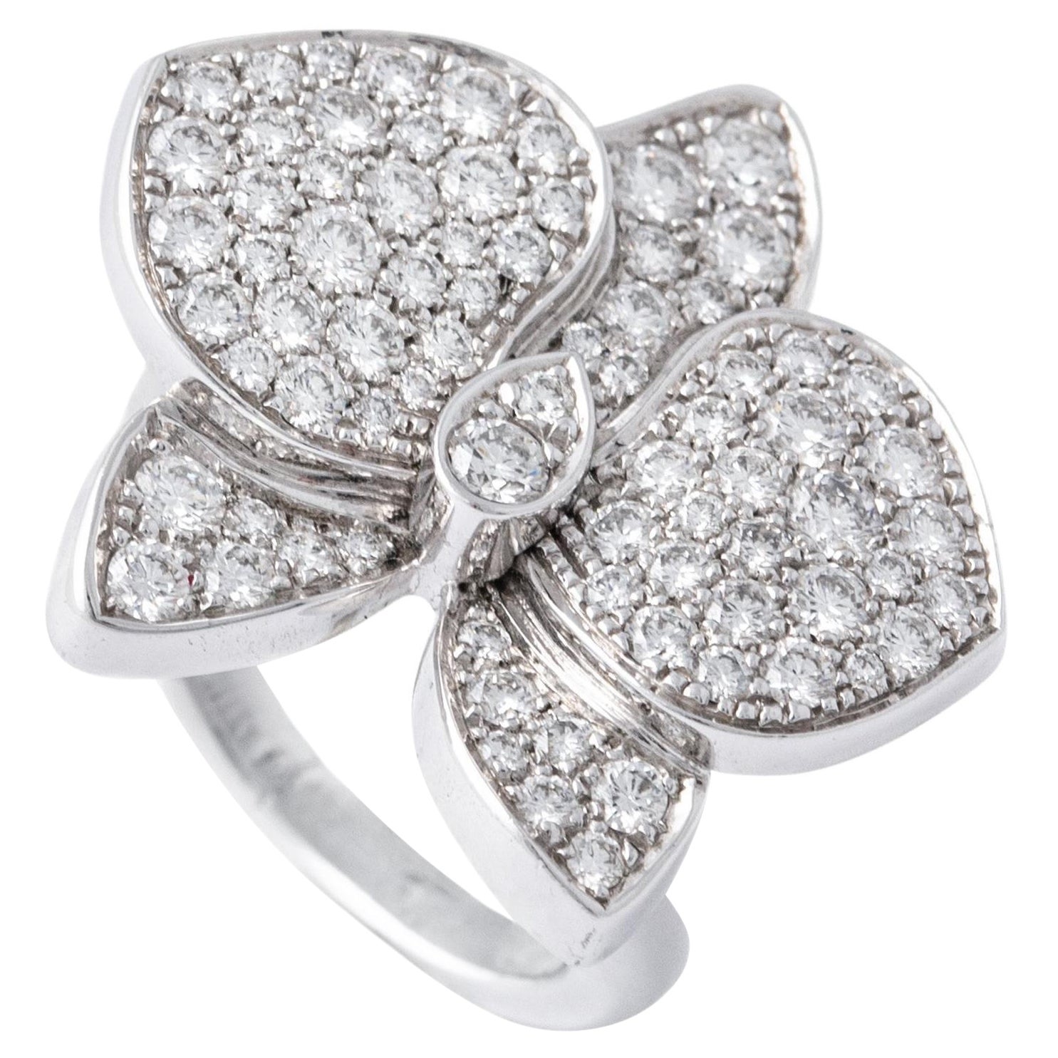 Cartier Caresse D'orchidées Orchid Flower Diamond Gold Cocktail Ring