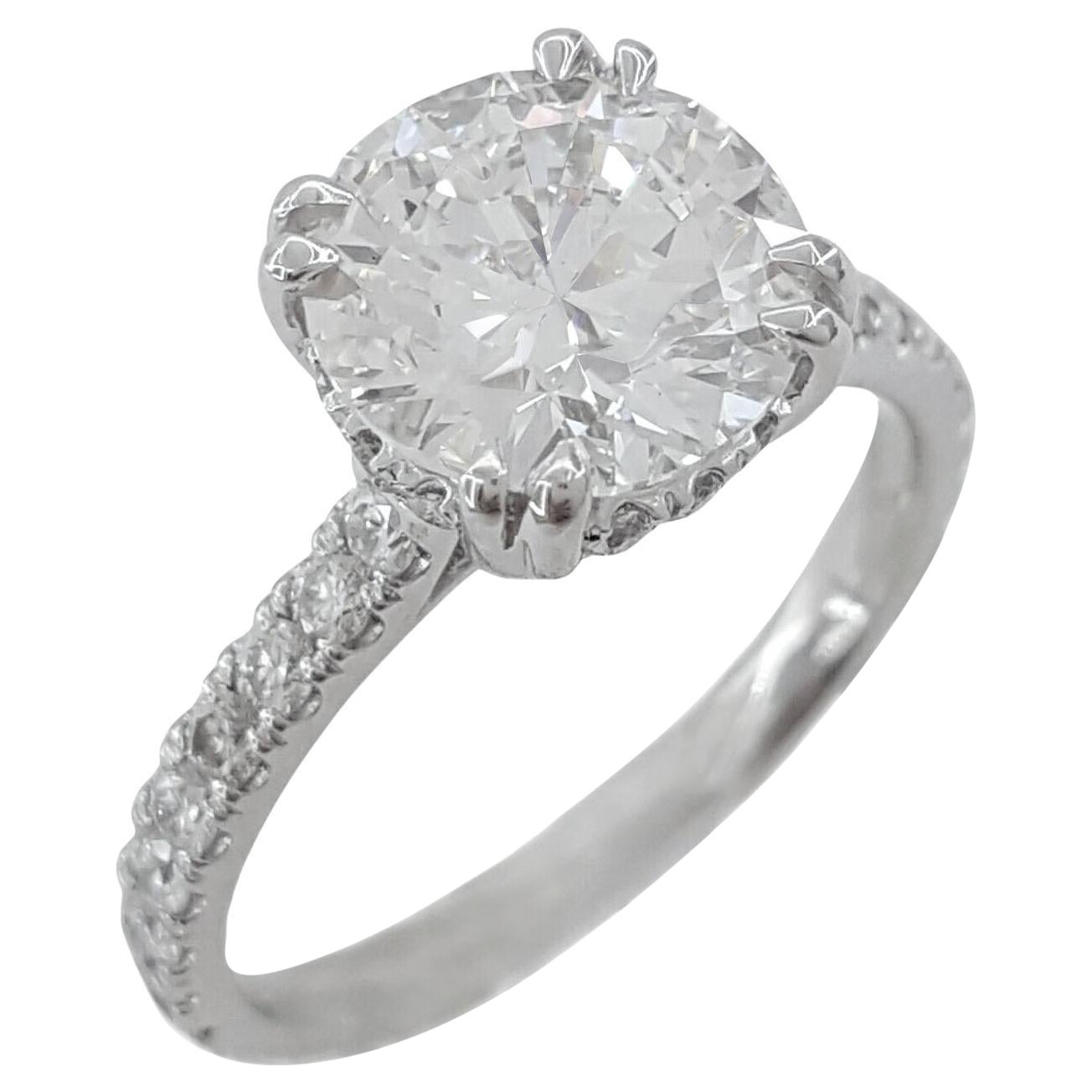 GIA Certified 3 Carat Round Brlliant Cut Diamond Ring E Color VS2 Clarity
