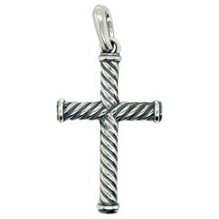 David Yurman Authentisches Nachlass Unisex-Kabelkreuz Silber