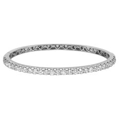 Prong Set Round Cut Diamond Bangle Bracelet 18K White Gold 3.00Cttw 