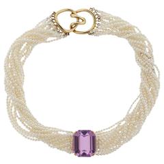 Tiffany & Co Angela Cummings Kunzite Pearl Gold Torsade Necklace 5