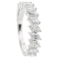 1.50 Carat Marquise-shape Diamond 14k White Gold Half-Eternity Band Ring