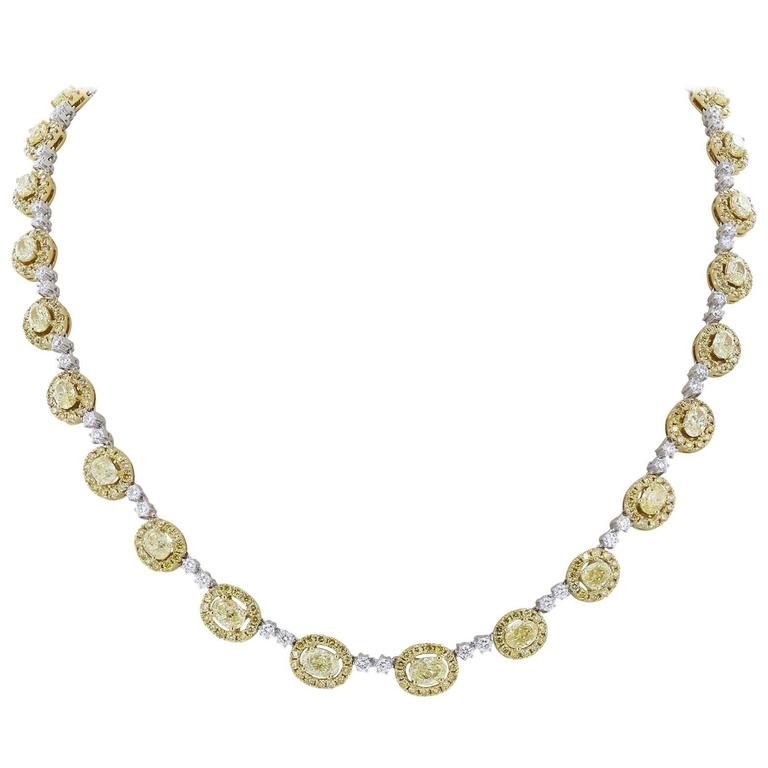 10.22 carats Fancy Yellow Diamond Gold Eternity Necklace For Sale at