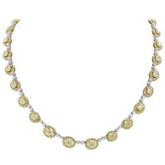 10.22 carats Fancy Yellow Diamond Gold Eternity Necklace 9