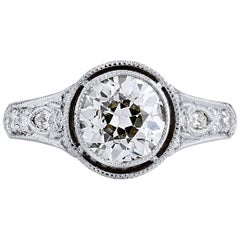 1.76 carat Bezel Set Diamond with Pave & Marquis Platinum Engagement Ring